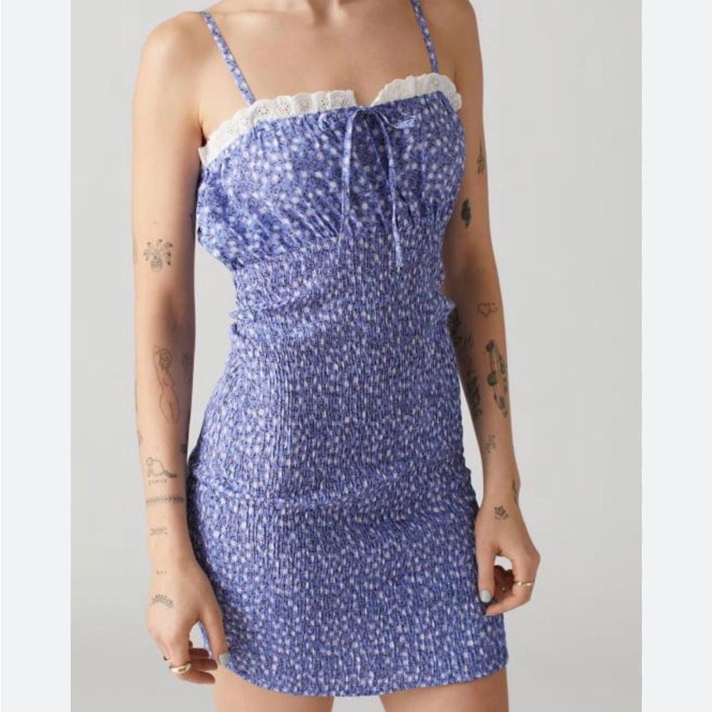 daisy street blue floral body-con cami dress